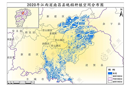 2020年江西省水稻種植分布數(shù)據